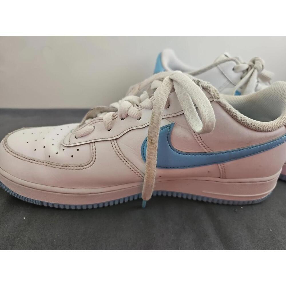 Nike Air Force 1 '07 Men's 11 White Aquarius Blue Casual Shoes FQ4296 EUC